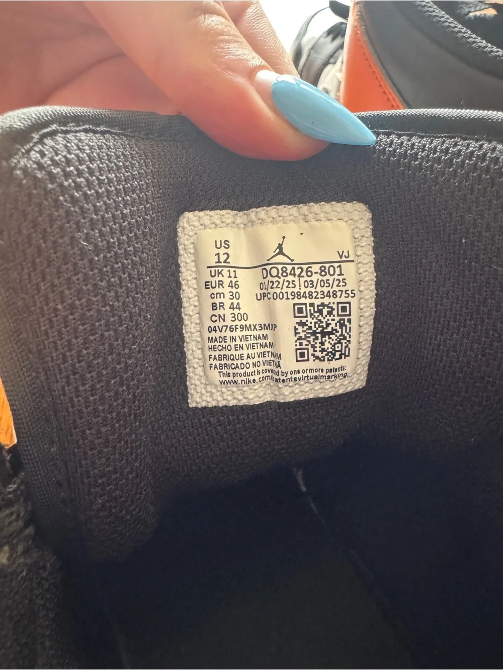 Black White and Orange High-Top Jordan 1